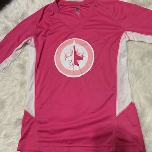 NWOT Winnipeg Jets Pink Lightweight Jersey Top